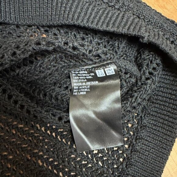 UNIQLO Womens Open Knit Goth Grunge Sweater Size M Sheer Layering Linen Blend - Picture 6 of 10